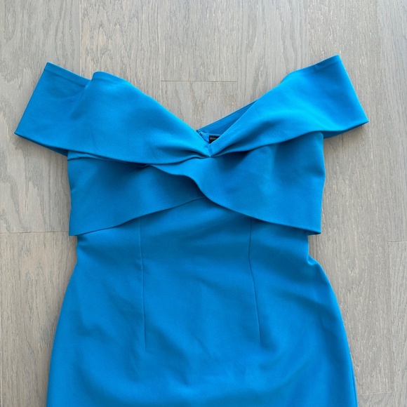 Sachin + Babi Bacall Ocean Blue Gown Off The Shoulder Maxi Dress Evening Size 6 - Picture 3 of 15